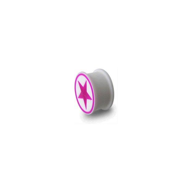 Plug in Purple and White Logo - Flexible Biocompatible Silicone Ear Plug Stretcher Expander w/ Purple/White  Star Circle
