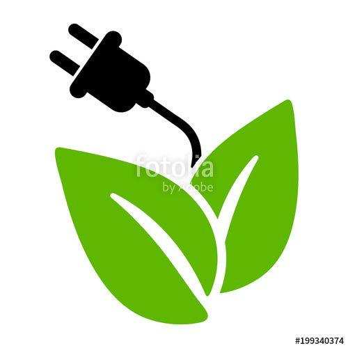 Plug in Purple and White Logo - Flat Green Eco Energy Plug Icon Logo. Black And Green. Isolated
