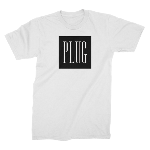 Plug in Purple and White Logo - White T-Shirt White and Black Plug Logo