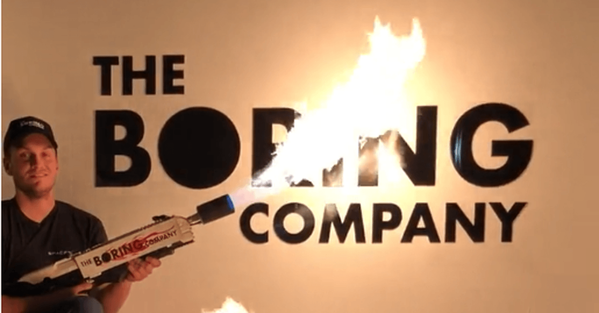 The Boring Company Logo - Someone is already trying to stop sales of Elon Musk's flamethrower