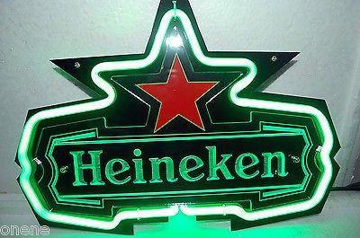 Red Star Beer Logo - HEINEKEN RED STAR LOGO RESTAURANT 3D Carved Real Glass Beer Bar Neon ...