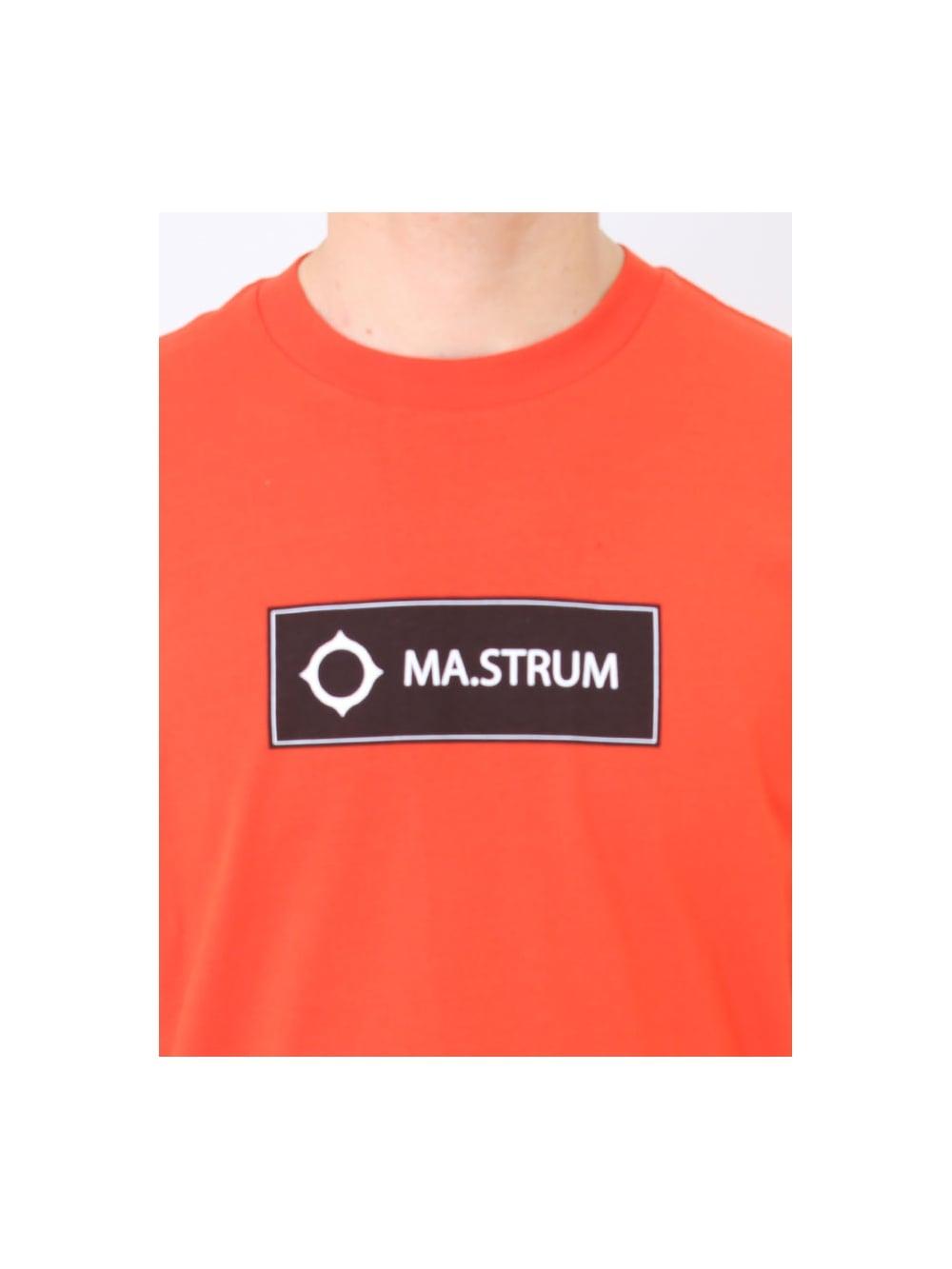 Red and Orange Logo - MA Strum Icon Box Logo T.Shirt in Safe Orange | Northern Threads