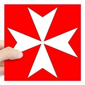 Red Square White Cross Logo - Christian Maltese Square Stickers