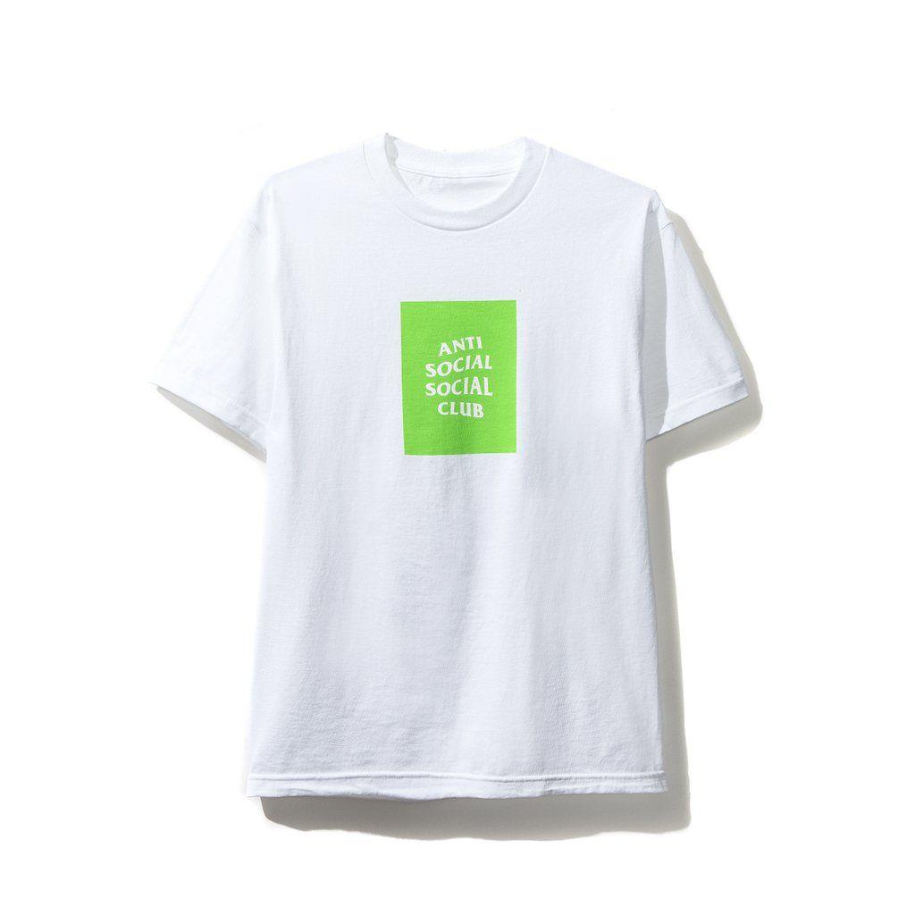 Green and White Box Logo - Neon Green Box Logo White Tee – AntiSocialSocialClub