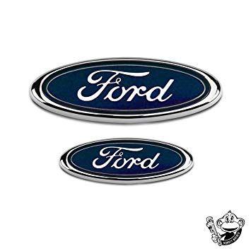 Brand with Blue Oval Logo - TRANSIT CONNECT FRONT & REAR BADGES BLUE/CHROME OVAL EMBLEM: Amazon ...