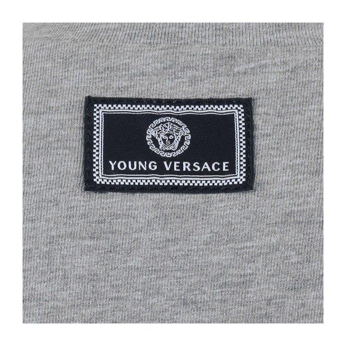 Red and Blue Rectangle Logo - Young Versace Baby Boys Grey T-Shirt with Red and Blue Logo - Young ...
