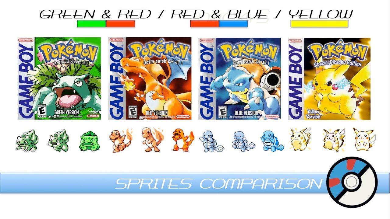 Pokemon Red Blue Green Logo - Sprites Comparison (Pokemon Green, Red, Blue & Yellow) - YouTube