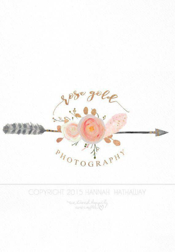 Rose Company Logo - Vintage Native Floral Arrow Logo: Peony Rose Gold Floral Arrow Logo ...
