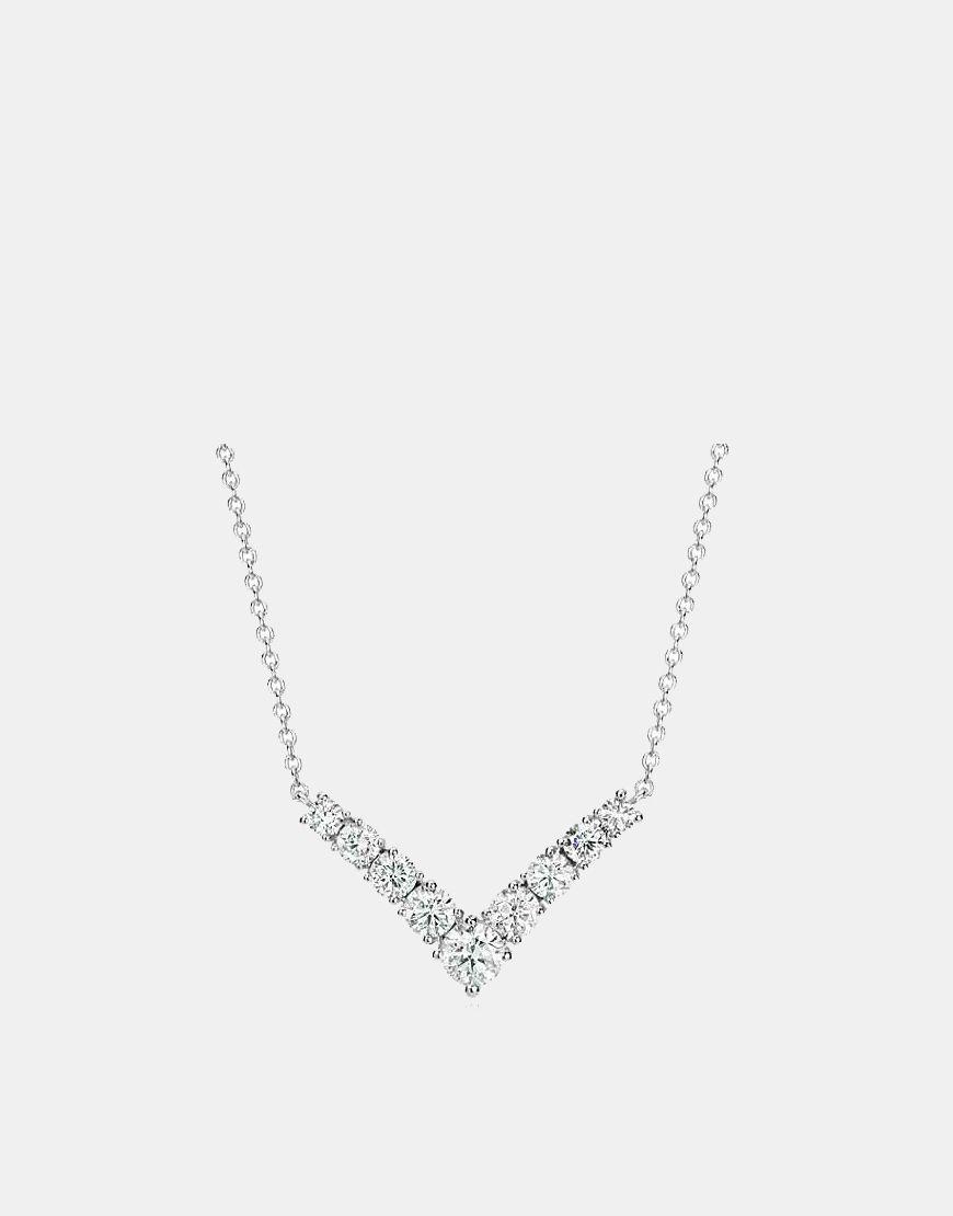 Black and White Diamond V Logo - Diamond V white gold necklace 0.5ct | Frontier Diamonds
