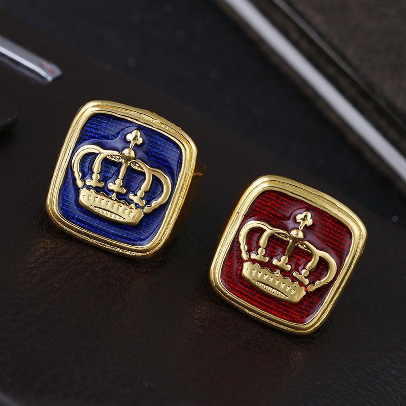 Red and Gold Crown Logo - Blue Red Enamel 18k Gold Crown Ring Band Rings Biker Ring For Men ...