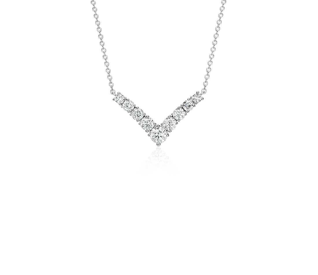 Black and White Diamond V Logo - Diamond V Bar Necklace In 14k White Gold (1 2 Ct. Tw.)