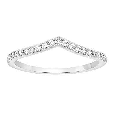 Black and White Diamond V Logo - Round Cut White Natural Diamond V Shape Half Eternity Band Ring