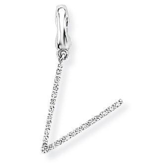 Black and White Diamond V Logo - Steffans 9ct White Gold Diamond 'V' Initial Pendant Necklace