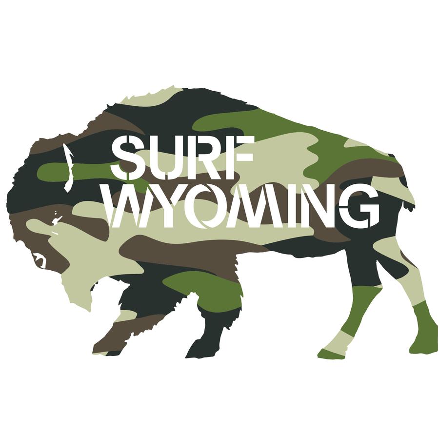 Green Bison Logo - Surf Wyoming® Camo Bison Logo Sticker