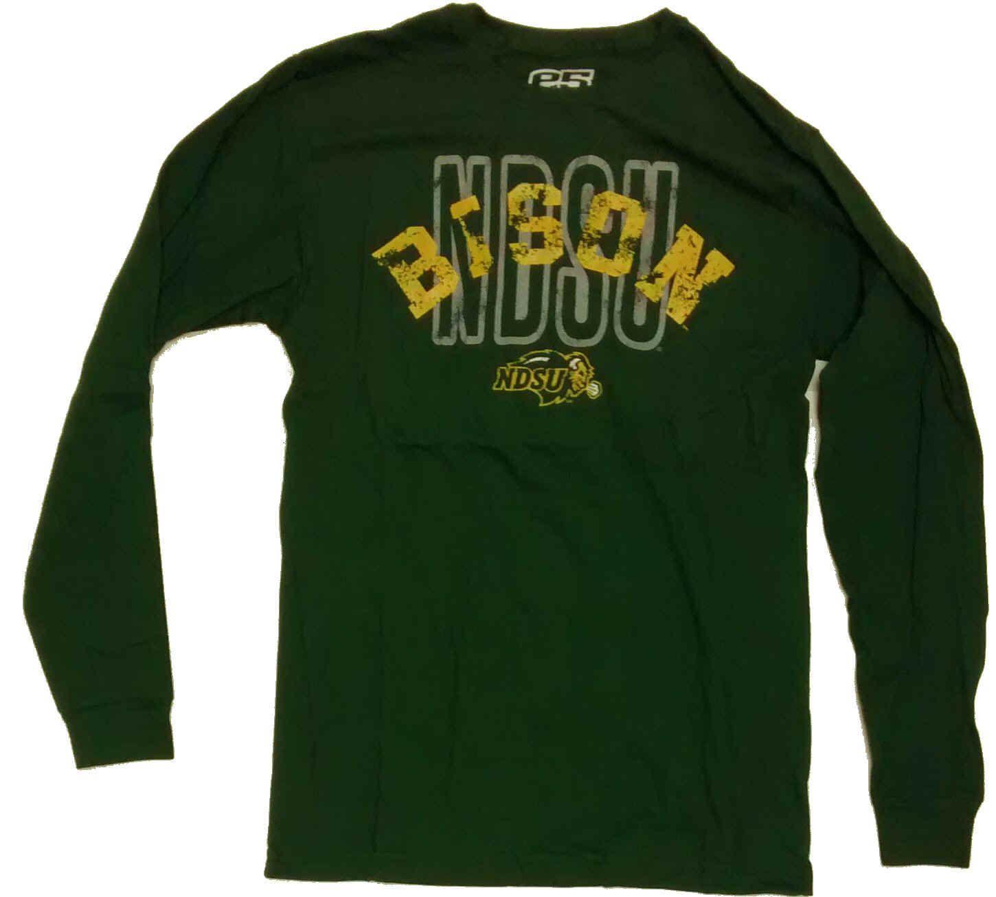 Green Bison Logo - NDSU Bison Long Sleeve NCAA T Shirts With Logo At Bottom