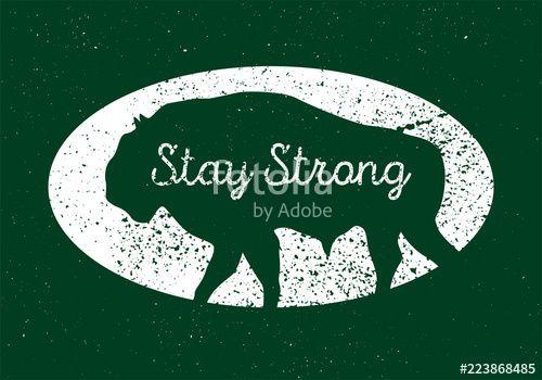 Green Bison Logo - Bison silhouette phrase typographical vintage grunge style poster