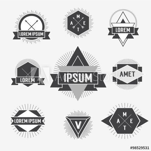 Hipster Mountain Triangle Logo - Black and white Hipster logo. Labels isolated on background. Hipster