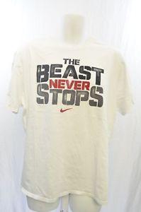 Nike Beast Logo - Men's NIKE The Beast Never Stops Classic Logo White Athletic Cut T ...