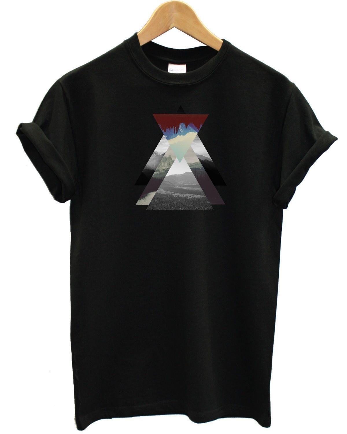 Hipster Mountain Triangle Logo - Mountain Triangle Printed T Shirt Fashion Hipster Indie Tumblr Swag ...