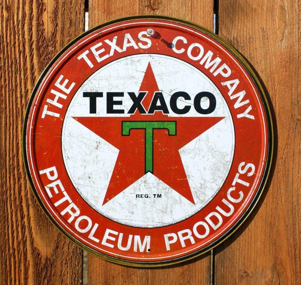 Texas Oil Company Logo - Texaco Tin Round Sign Texas Company Gas Gasoline Oil Red Star