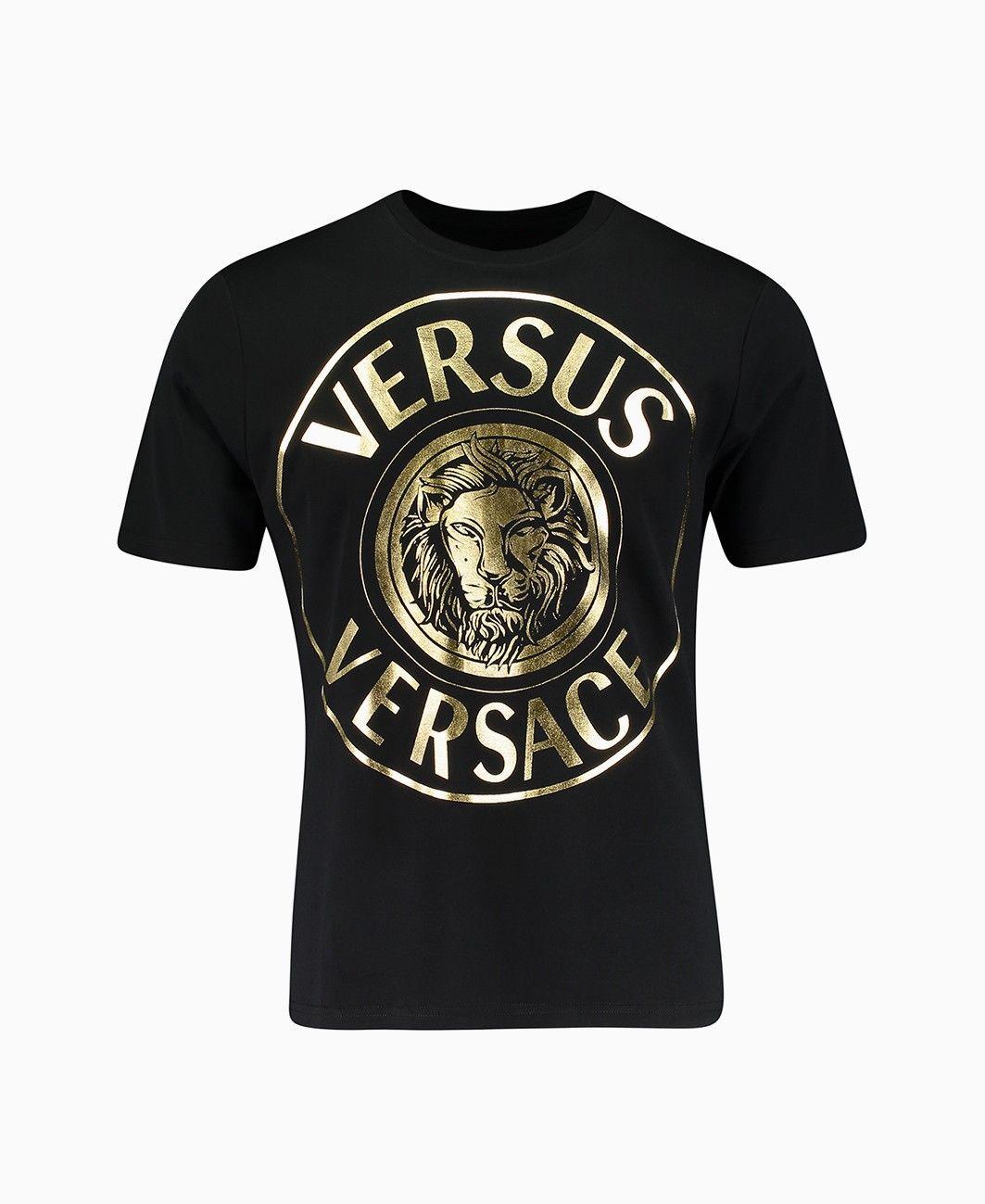 Shirt with Lion Logo - Versus Versace - Foil Lion Logo T-Shirt - Black & Gold