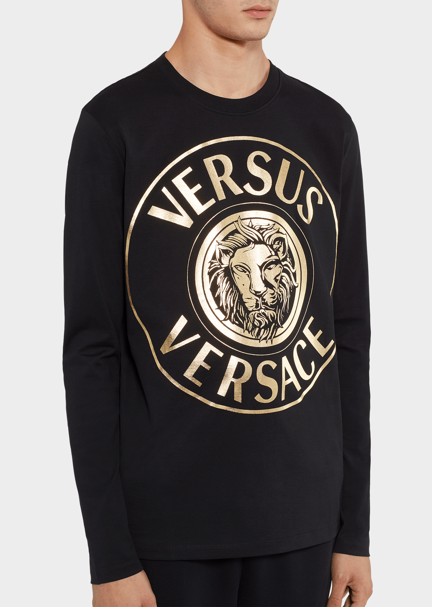 Versace with Lion Logo - Versus Versace Gold Tone Lion Head Logo T-Shirt for Men | Online ...