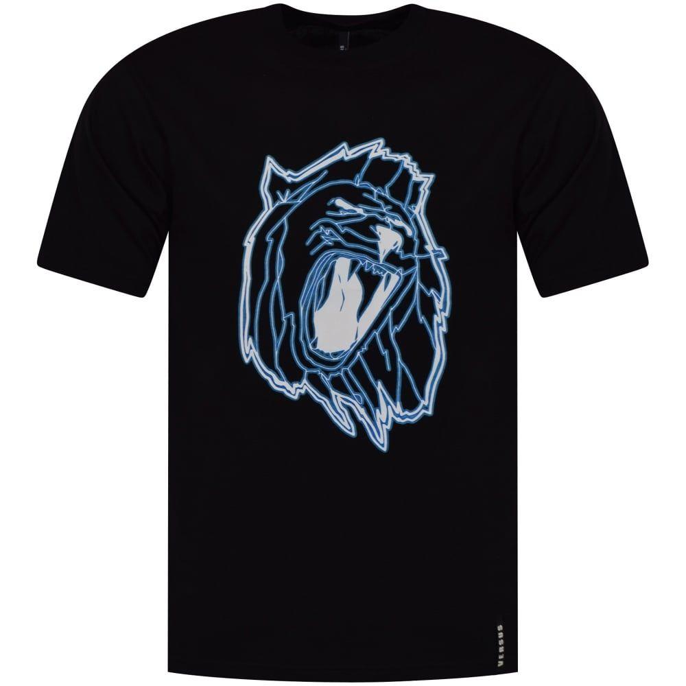 Versace with Lion Logo - VERSUS VERSACE Versus Versace Black/Blue Neon Lion Logo T-Shirt ...