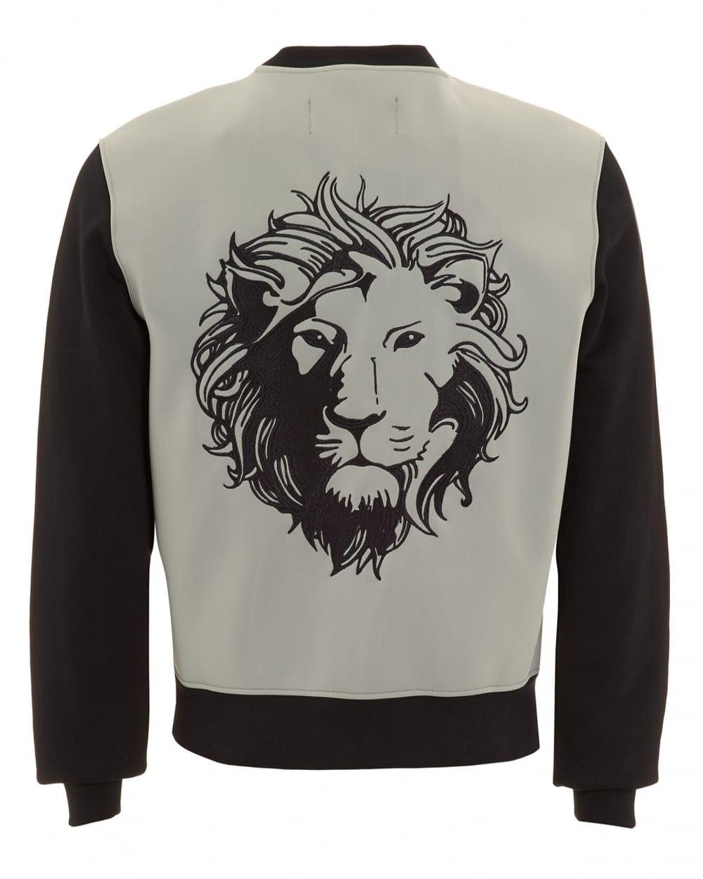 Versace with Lion Logo - Versus Versace Mens Jacket, Lion Logo Black and Grey Baseball Jacket