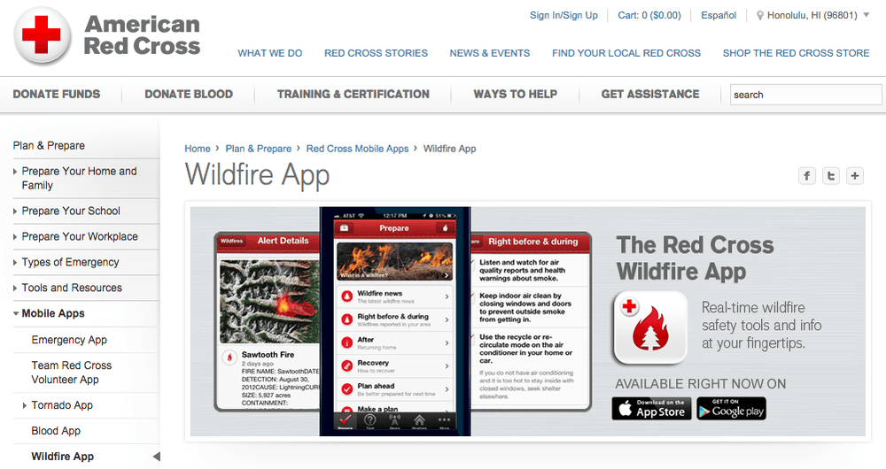 Hawaii Red Cross Logo - Red Cross Wildfire Alerts App — Hawaii Wildfire Management Organization