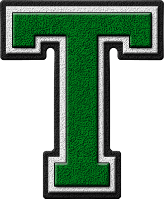 Green with the Letter T Logo - Presentation Alphabets: Green Varsity Letter T