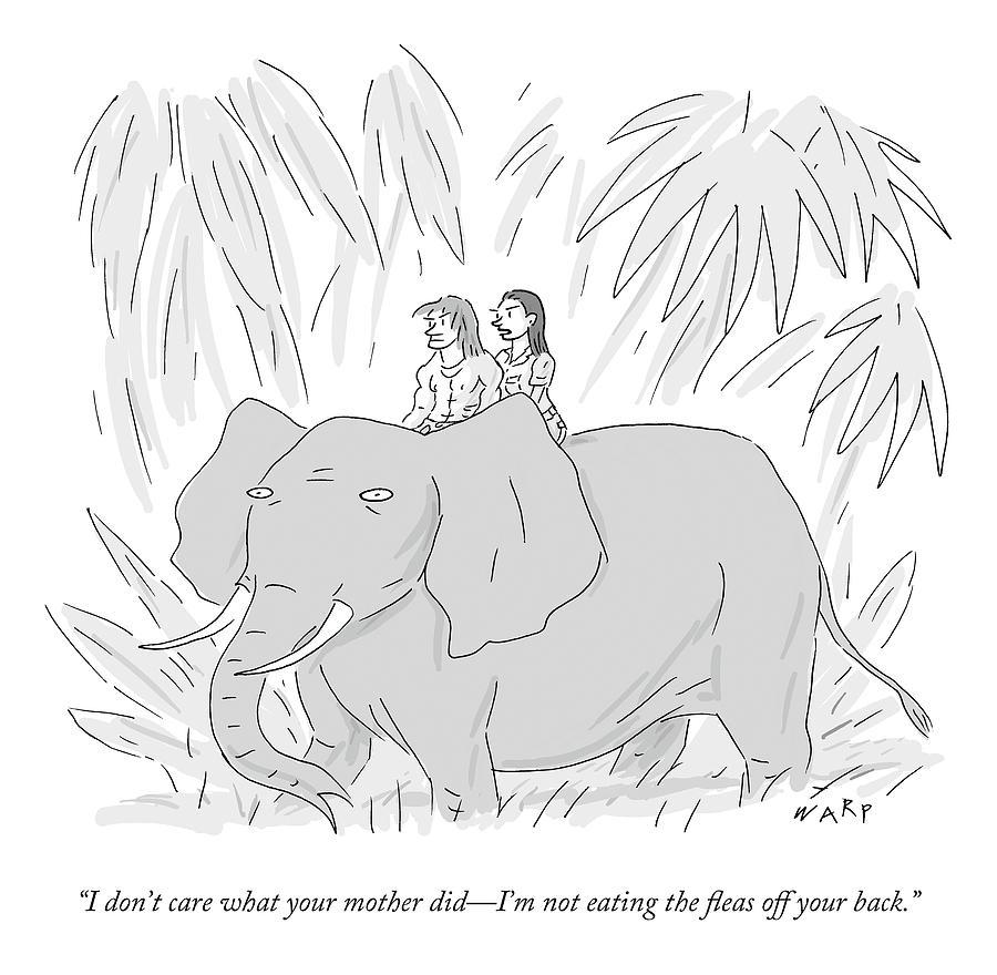 Tarzan Black and White Logo - Jane Says To Tarzan As They Ride An Elephant by Kim Warp