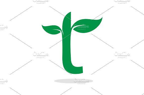 Green with the Letter T Logo - Herbal symbol for letter t Logo Templates Creative Market