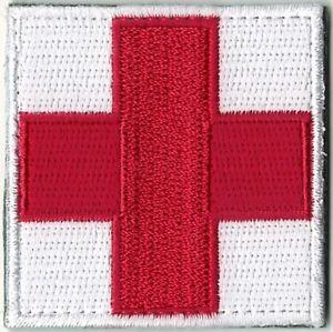 Square White with Red Cross Brand Logo - Red White Medic Red Cross Paramedic Patch VELCRO® BRAND Hook ...