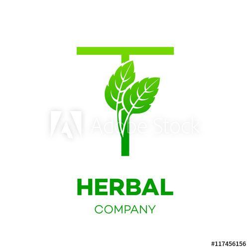 Green with the Letter T Logo - Letter T logo, Green leaf, Herbal, Pharmacy, ecology vector illustration