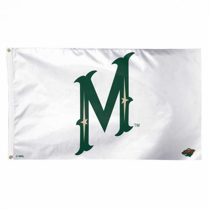 Minnesota M Logo - Minnesota Wild Deluxe 3X5 M Logo Flag Fan Cave
