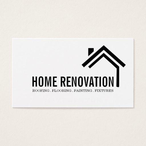 Construction Business Logo - House Home Remodeling Renovation Construction Business Card. Visual