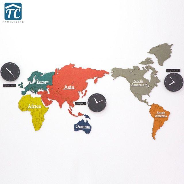 Colorful World Logo - Creative Colorful World Map Clock Bedroom Mute 14 Inch Wall Clock ...