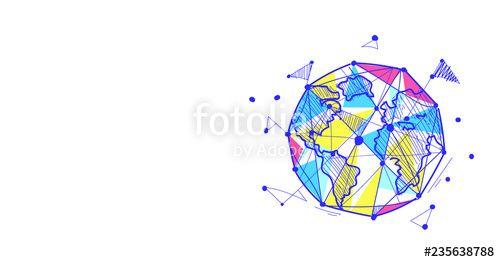 Colorful World Logo - globe logo colorful world map sketch doodle horizontal isolated flat ...