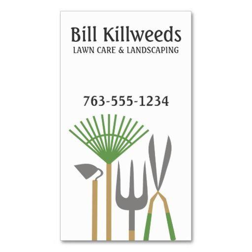 Landscaping Tools Logo - Yard tools rake clippers lawn care landscaping business card | Lawn ...
