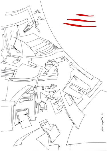 Three Red Lines Logo - Three Red Lines Drawing by Edi APOSTU | Saatchi Art