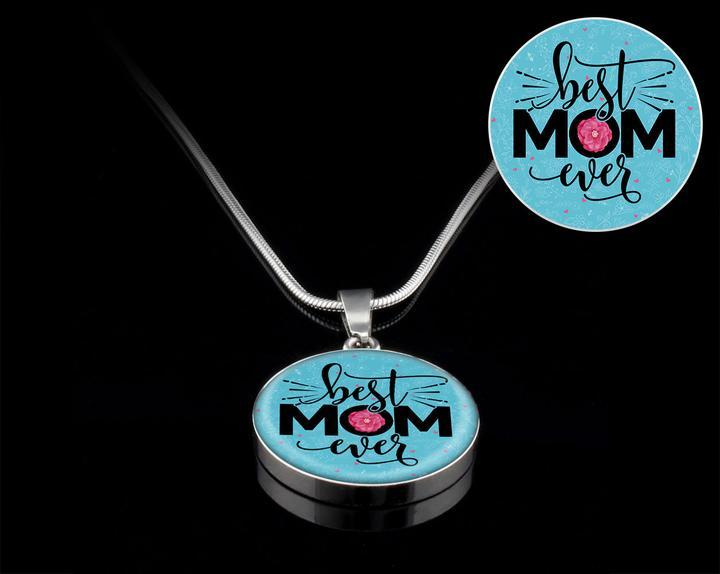Circle in Silver with Blue Center Logo - Blue Mom's Circle Silver Necklace
