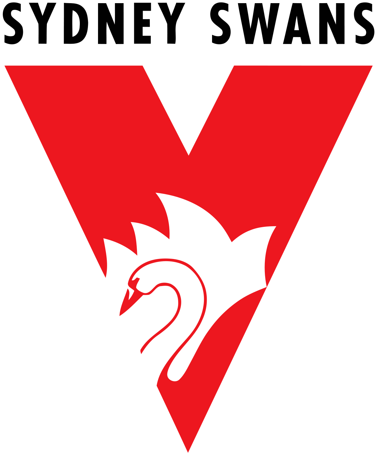 White and Red V Logo - Sydney Swans