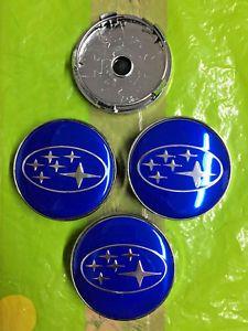 Circle in Silver with Blue Center Logo - Alloy Wheel Centre Cap 60mm Blue Silver Set Of 4 Hub Cap Emblem
