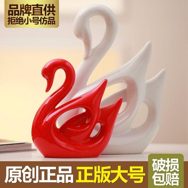 Red and White Swan Logo - Behan US ceramic crafts red and white swan wedding gift ideas home
