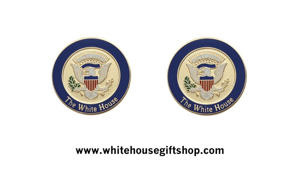 Gold and Blue Eagle Logo - The White House Cufflinks With 24 Karat Gold Sculpted Presidential