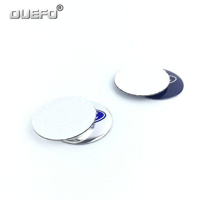 Circle in Silver with Blue Center Logo - 20pcs/ 56mm Silver blue black logo car sticker for Ford Car Wheel