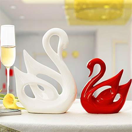 Red and White Swan Logo - Red and white swan creative home ornaments ornaments crafts: Amazon