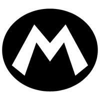 Black and White Mario Logo - Super Mario - M Logo - Outlaw Custom Designs, LLC