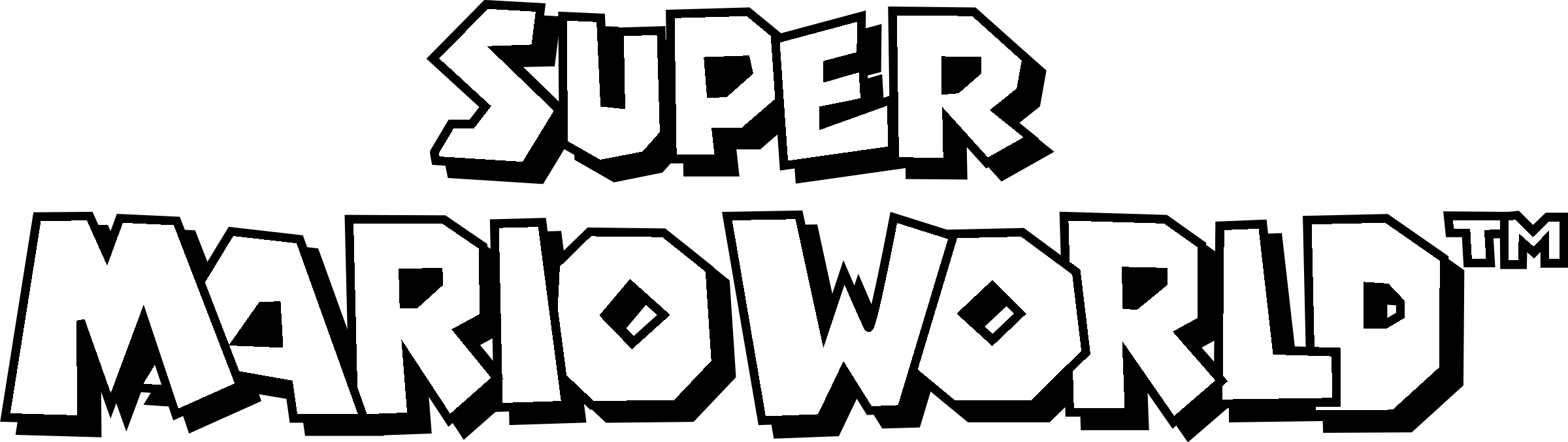 Black and White Mario Logo - Super Mario World Logo PNG Transparent & SVG Vector - Freebie Supply