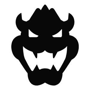 Black and White Mario Logo - Super Mario - Bowser (Head) - Outlaw Custom Designs, LLC